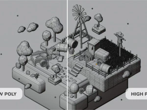 Stylized Wheat Field Environment pack Low-poly 3D Model