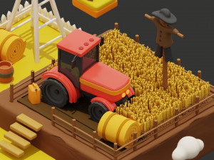 Stylized Wheat Field Environment pack Low-poly Modello 3D