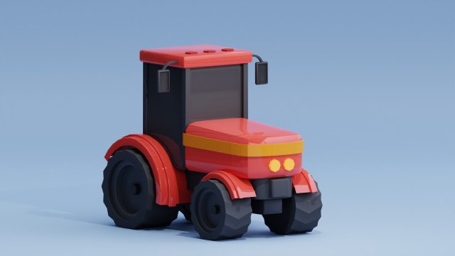 Stylized Cartoon Tractor low-poly Modelo 3D .c4d .max .obj .3ds .fbx .stl .blend 