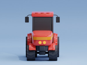 Stylized Cartoon Tractor low-poly Modelo 3D