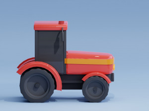 Stylized Cartoon Tractor low-poly Modelo 3D