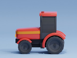 Stylized Cartoon Tractor low-poly Modelo 3D