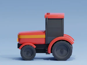 Stylized Cartoon Tractor low-poly 3D Model