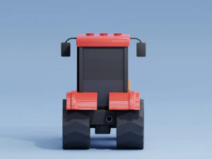 Stylized Cartoon Tractor low-poly 3D Model