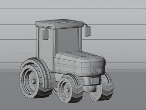 Stylized Cartoon Tractor low-poly Modelo 3D