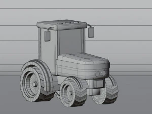 Stylized Cartoon Tractor low-poly 3D Model