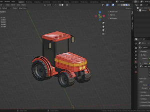 Stylized Cartoon Tractor low-poly 3D Model