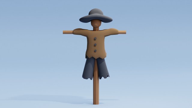 Stylized Cartoon Scarecrow Low-poly Modelo 3D .c4d .max .obj .3ds .fbx .stl .blend 