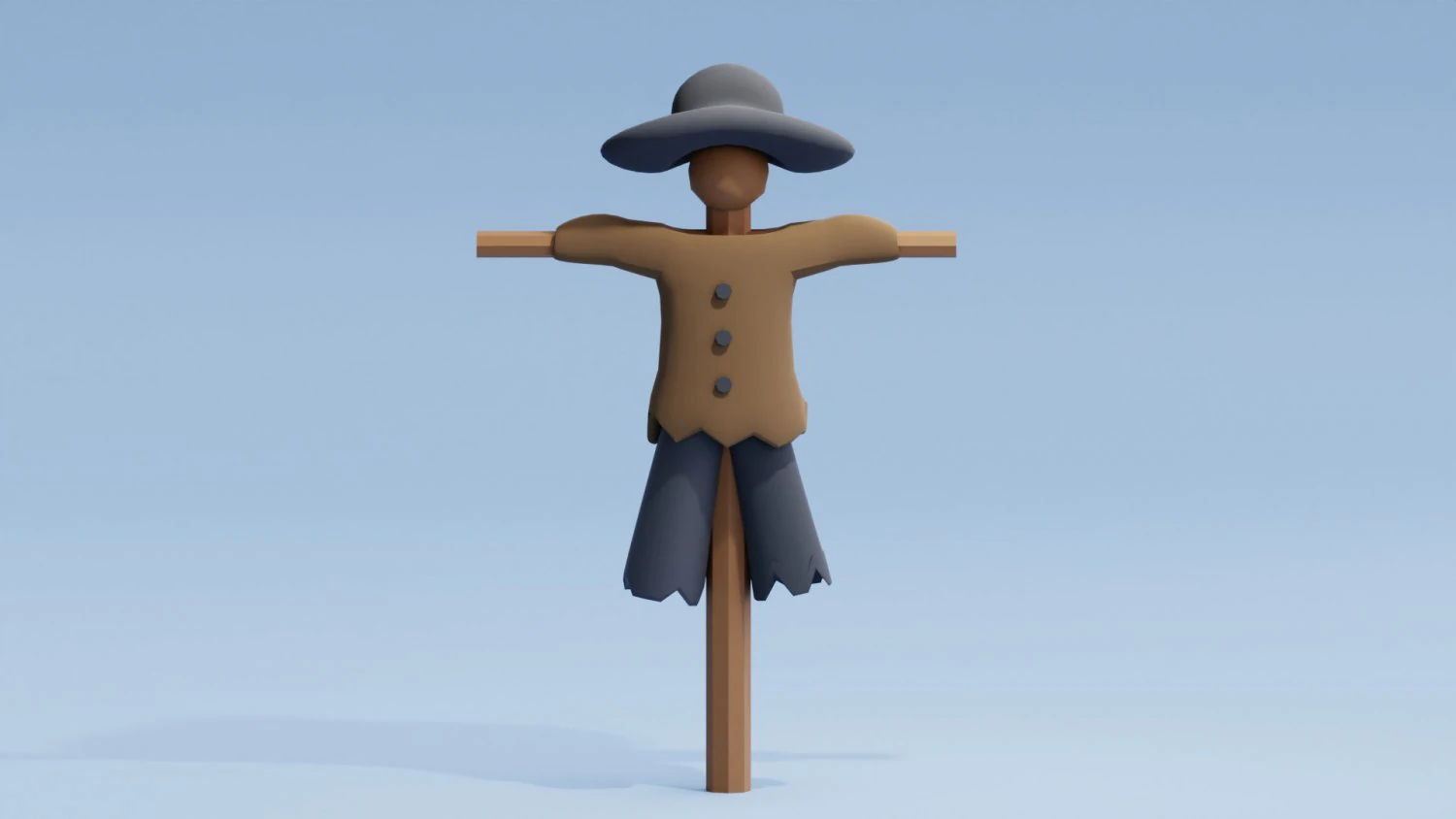Stylized Cartoon Scarecrow Low-poly 3D Model .c4d .max .obj .3ds .fbx .stl .blend 
