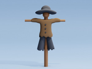 Stylized Cartoon Scarecrow Low-poly 3D Model