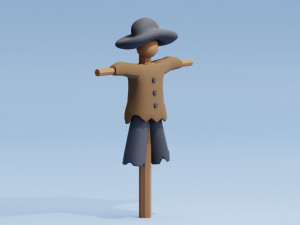 Stylized Cartoon Scarecrow Low-poly Modelo 3D