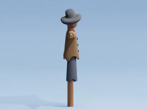 Stylized Cartoon Scarecrow Low-poly 3D Model