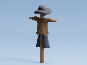 Stylized Cartoon Scarecrow Low-poly Modelo 3D