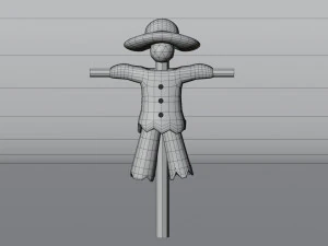 Stylized Cartoon Scarecrow Low-poly 3D Model