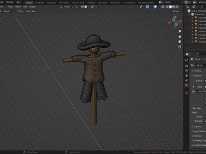 Stylized Cartoon Scarecrow Low-poly Modelo 3D