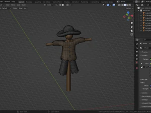 Stylized Cartoon Scarecrow Low-poly 3D Model