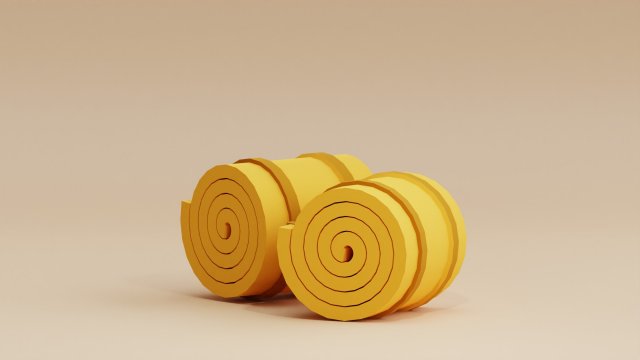 Stylized Cartoon Hay Wheat Roll Low-poly 3D 模型 .c4d .max .obj .3ds .fbx .stl .blend 