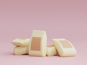 Stylized Cartoon Sack of Flour Low-poly 3D Model
