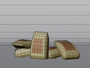 Stylized Cartoon Sack of Flour Low-poly 3D Model