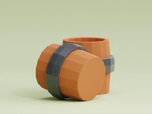 Stylized Cartoon Barrel Low-poly 3D Model