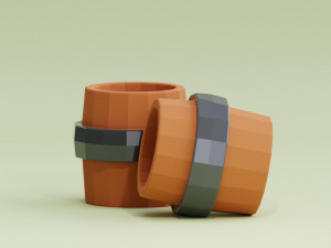 Stylized Cartoon Barrel Low-poly 3D Model