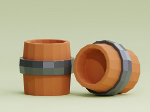 Stylized Cartoon Barrel Low-poly 3D Model