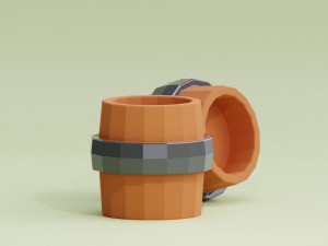 Stylized Cartoon Barrel Low-poly 3D Model
