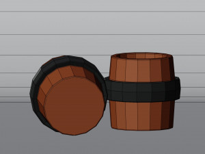 Stylized Cartoon Barrel Low-poly 3D Model