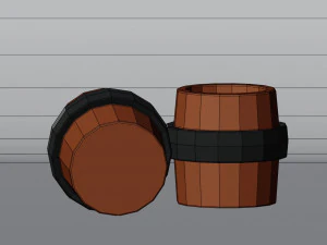 Stylized Cartoon Barrel Low-poly 3D Model