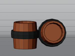 Stylized Cartoon Barrel Low-poly 3D Model