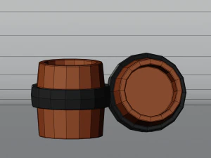 Stylized Cartoon Barrel Low-poly 3D Model