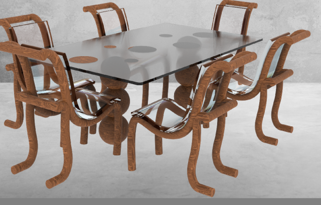Dinner table 3D Model .c4d .max .obj .3ds .fbx .stl .blend 