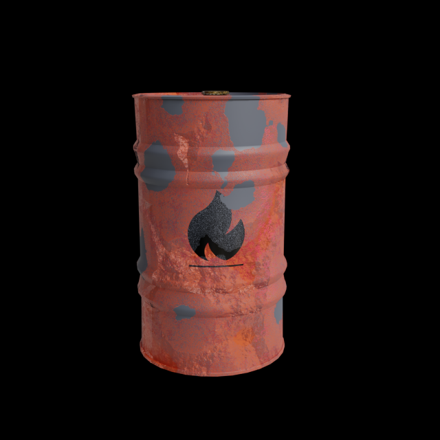 Red barrel with flammable icon Low poly Modèle 3D .c4d .max .obj .3ds .fbx .stl .blend 