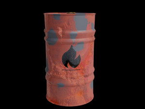 Red barrel with flammable icon Low poly 3D Model