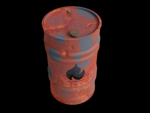Red barrel with flammable icon Low poly Modèle 3D