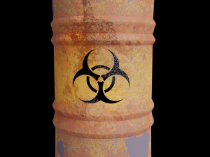 Rusty biological waste barrel Low poly Modelo 3D