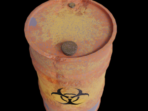 Rusty biological waste barrel Low poly 3D 모델