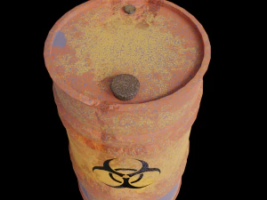 Rusty biological waste barrel Low poly 3D Model