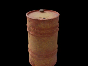 Rusty biological waste barrel Low poly 3D Model