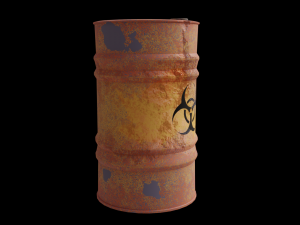 Rusty biological waste barrel Low poly 3D 모델