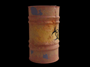 Rusty biological waste barrel Low poly 3D Model