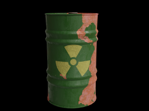 Green barrel with radiation hazard icon Low poly 3D Model