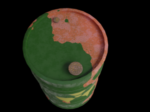 Green barrel with radiation hazard icon Low poly 3D Модель