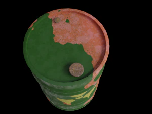 Green barrel with radiation hazard icon Low poly 3D Model