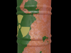 Green barrel with radiation hazard icon Low poly 3D Модель