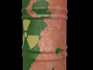 Green barrel with radiation hazard icon Low poly 3D Model