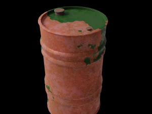 Green barrel with radiation hazard icon Low poly 3D Model