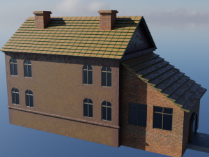 Old two-story house Low-poly Model 3D