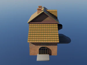 Old two-story house Low-poly 3D Model