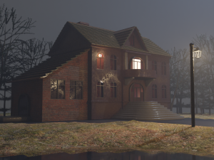 Old two-story house Low-poly Model 3D
